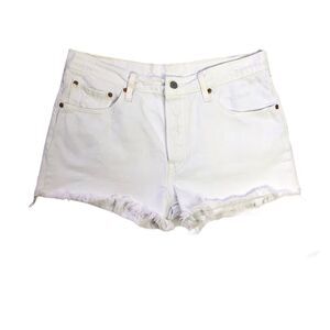 Levis 501 Classic Cut off White Wash Denim Shorts